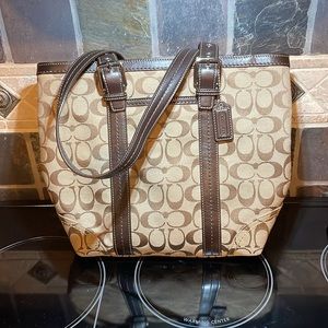 Coach Tan and Brown Tote Bag